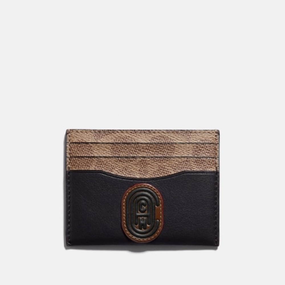 Card Case With Signature Canvas Blocking And Coach Patch